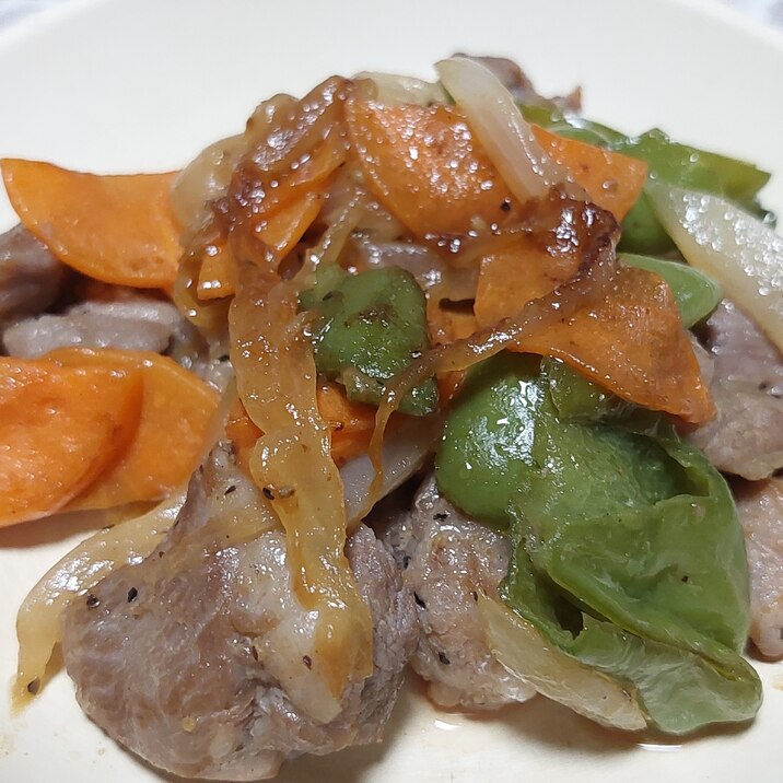 豚肉のカシラと野菜の焼肉タレ炒め